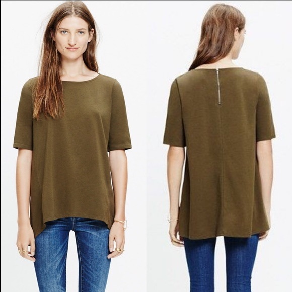 Madewell Tops - Madewell Olive Green Zip Back Swing Tee